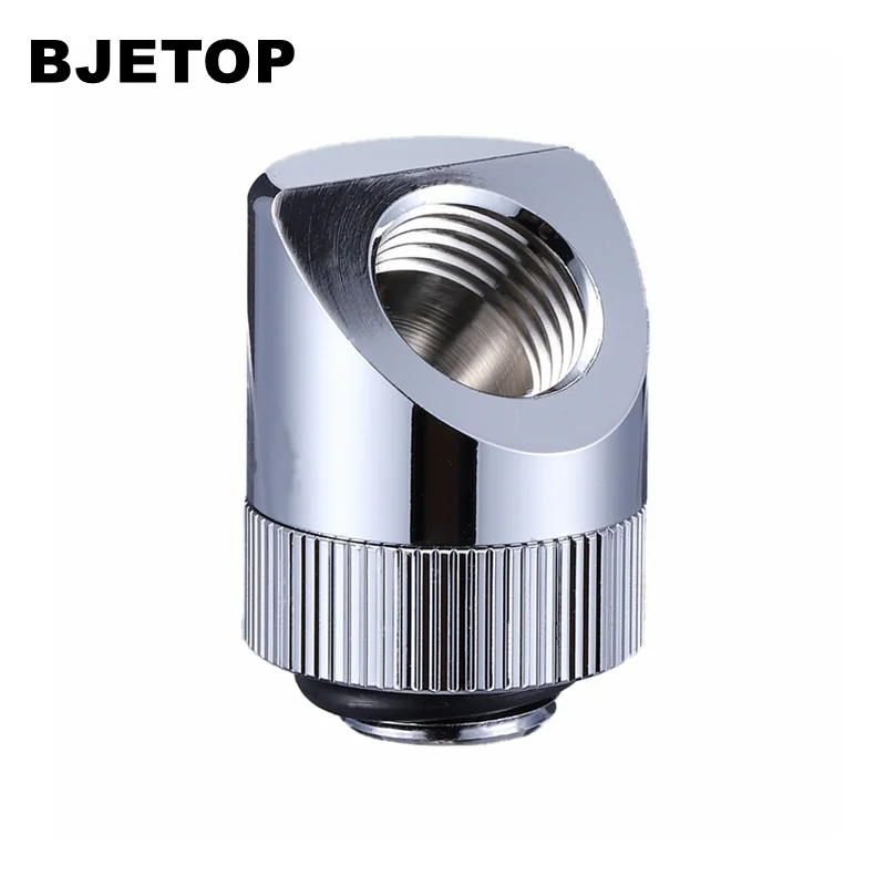 Bjetop-Accesorios de refrigeración por agua para ordenador, rosca de tornillo G1/4 pulgadas, accesorios rotativos de 45 grados, disipa de calor refrigerado por agua de cobre puro