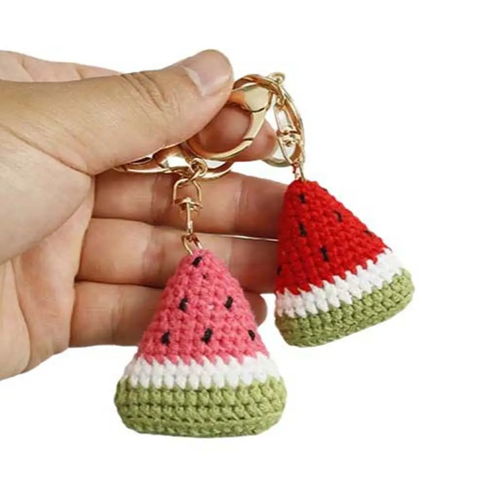 Jewelry Gift Knitted Watermelon Pendant Fruit Series Handmade Weaving Keychain Cute Mini Wool Crochet Pendant Bag Charm