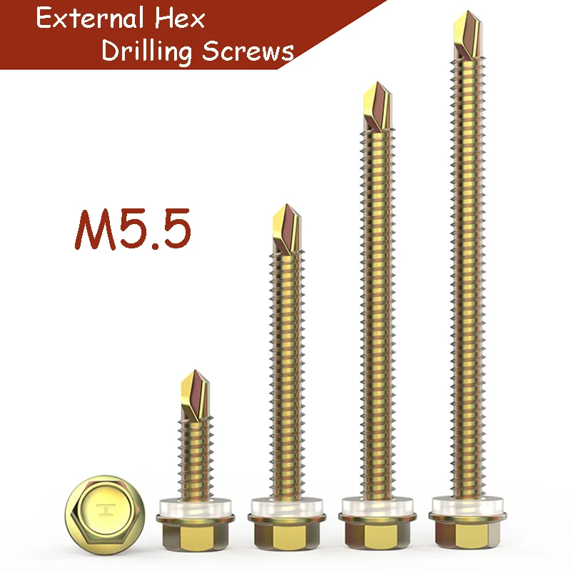 

M5.5 Hexagon Socket Head Drilling Screws Dovetail Screws Self-Drilling Screws Hexagonal Screws Colour Steel Tile Tin Screws