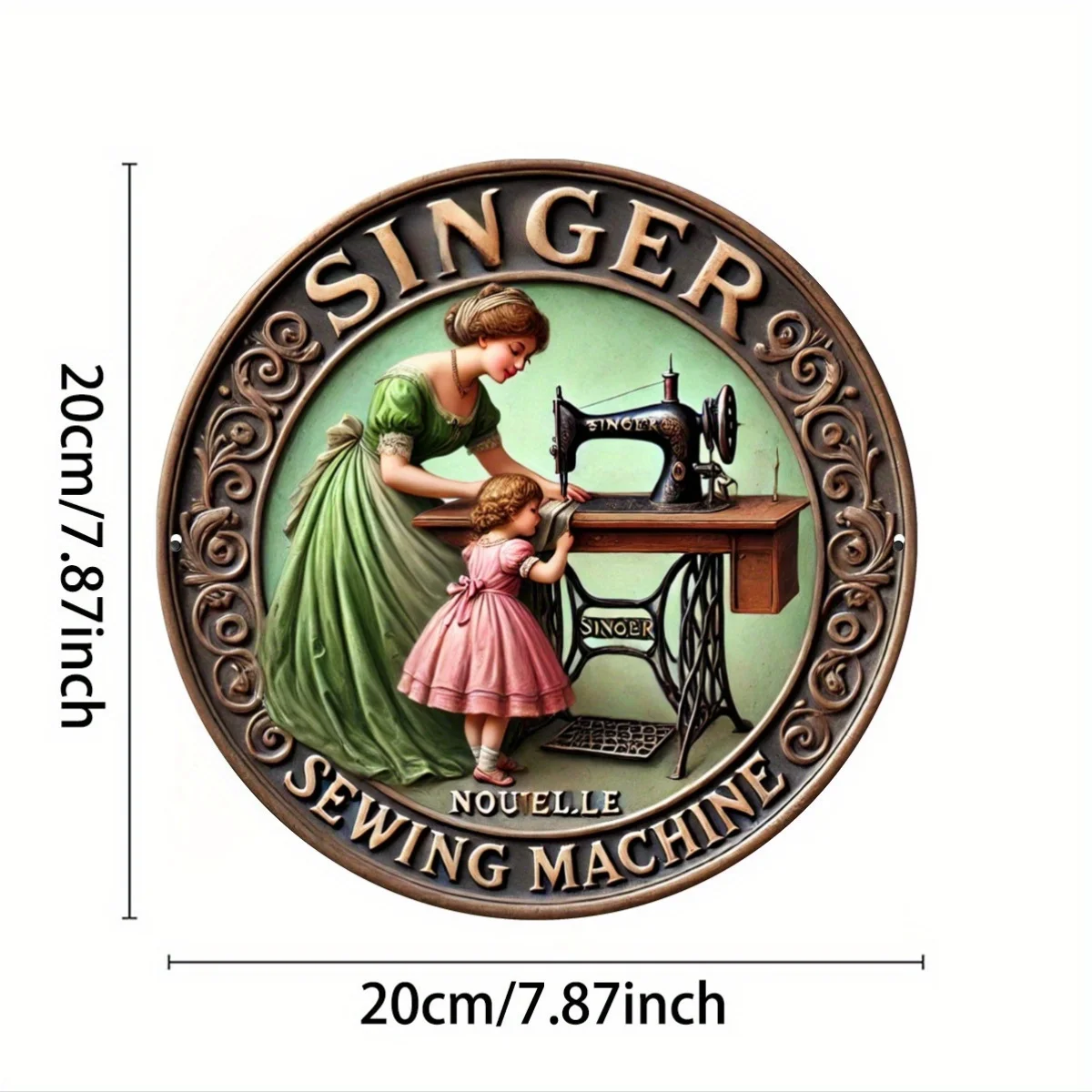 Vintage-Style 7.8 Inch Metal Singer Sewing Machine Sign Plaque - Distinctive Iron Wall Decoration with Retro Aesthetic