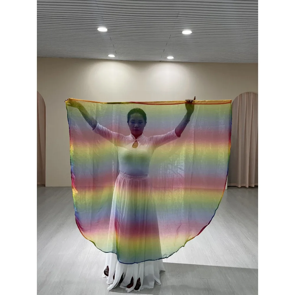 Silk Veil Flags for Belly Dancing, Gradient Color, Stage Performance, Practice, Carnival Props, Accessories, Adult