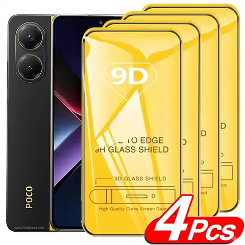 4PCS 9H Protective Glass For POCO X7 Pro F7 X6 X5 X4 X3 F4 GT F5 F6 M6 M7 Pro HD Screen Protector For POCO C61 C71 C75 M5S Glass