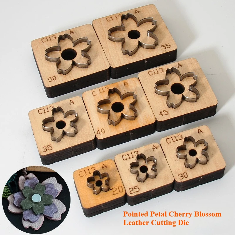 

1Piece,Multi Size Pointed Petal Cherry Blossom Leather Cutting Die, DIY Handcraft Floral Blanking Mold Leather Working Tool
