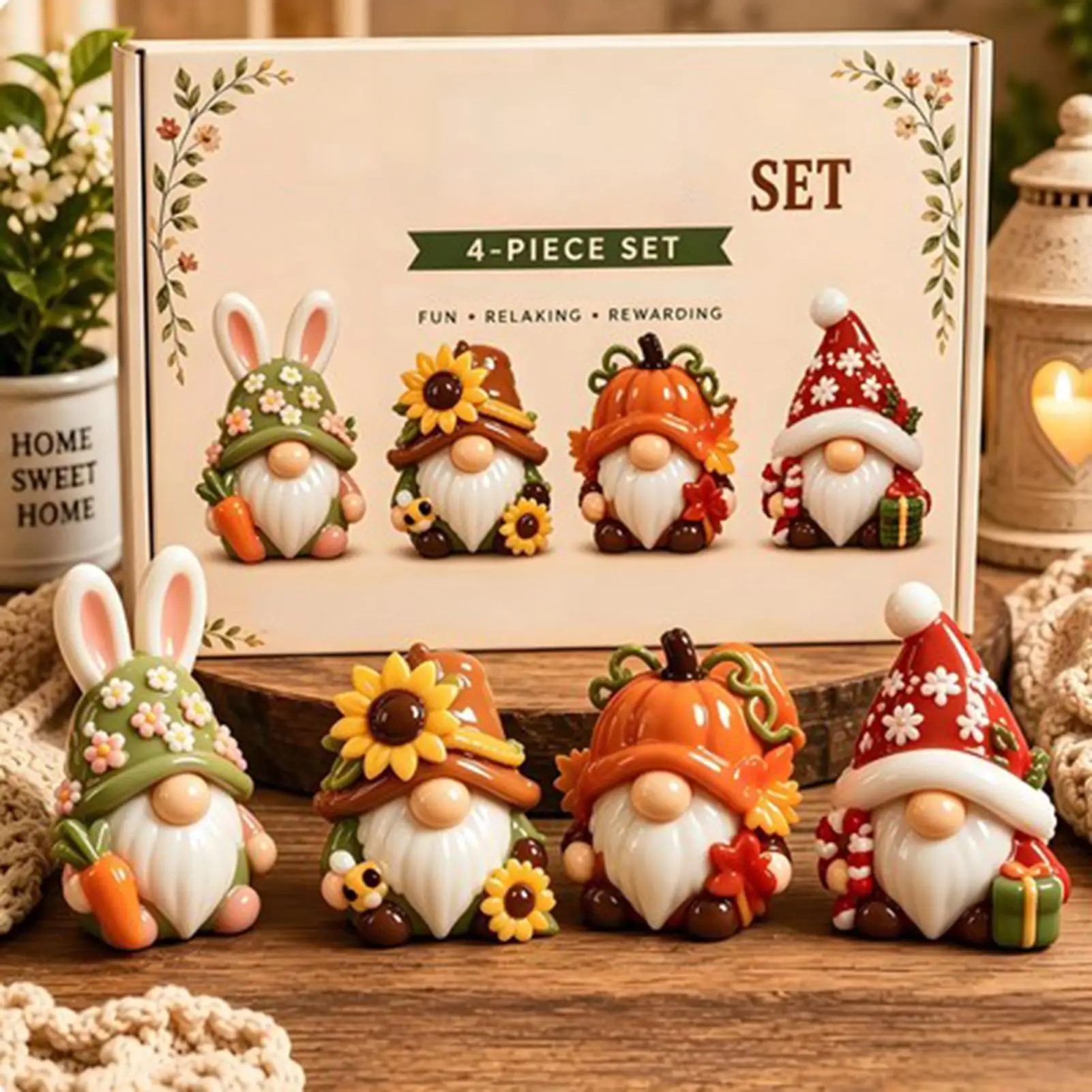 4pcs Cute Mini Dwarf Doll Figurine Miniature Resin Gnome Doll Raise Garden Fairy Landscape Crafts Desktop Ornaments