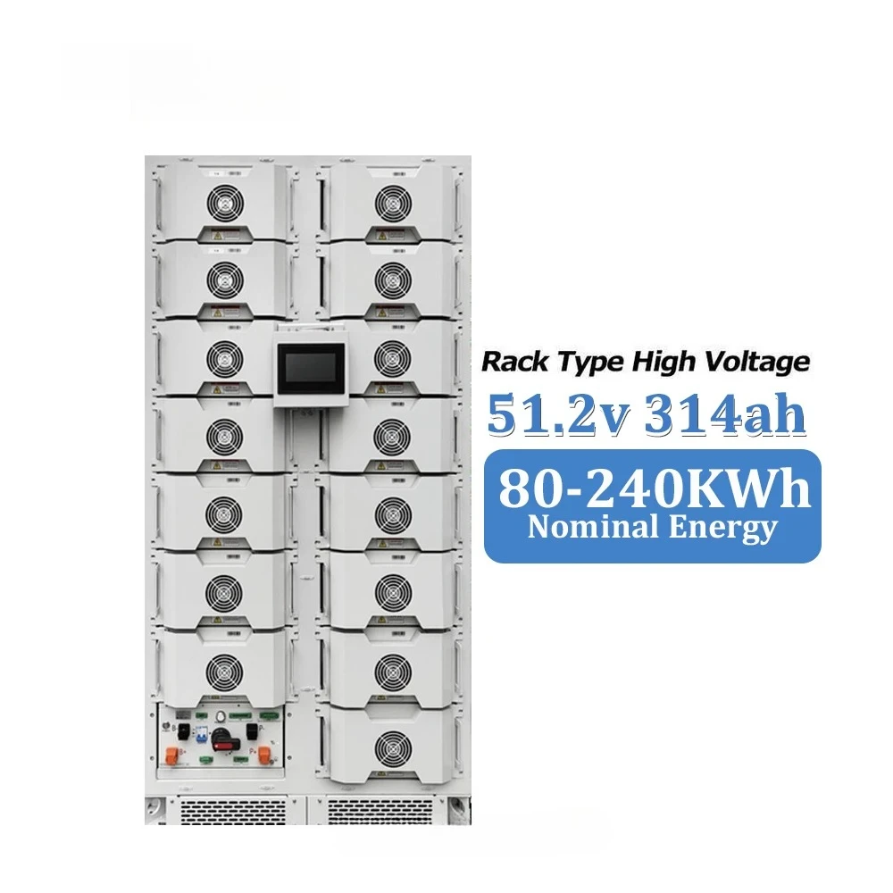 High Voltage 200kwh 100kwh 80kwh 96kwh Lifepo4 Lithium Ion 6000 Cycles 314Ah BMS for Off-Grid Solar Energy Storage