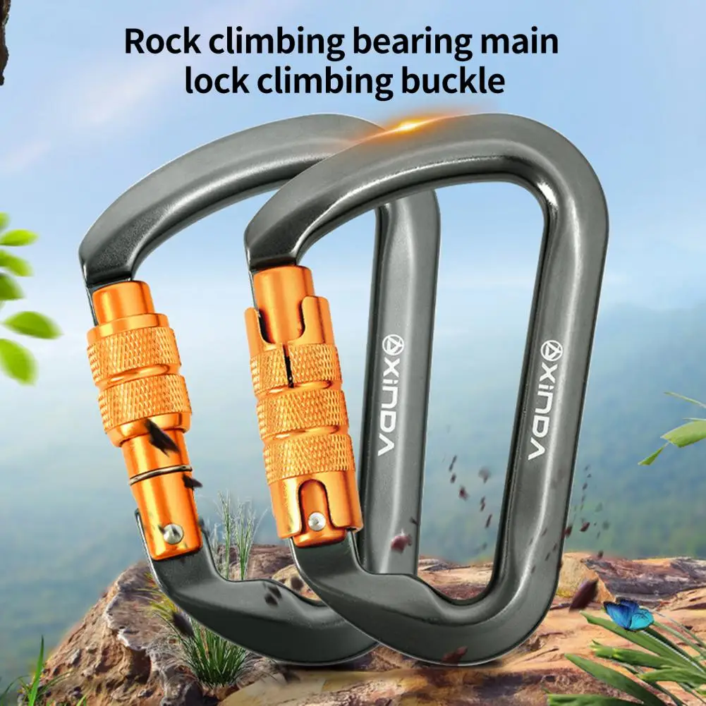 XINDA Carabiner D-shaped Mountaineering Caving Rock Climbing Carabiner Automatic Rebound Carabiner Outdoor Supplies 카라비너