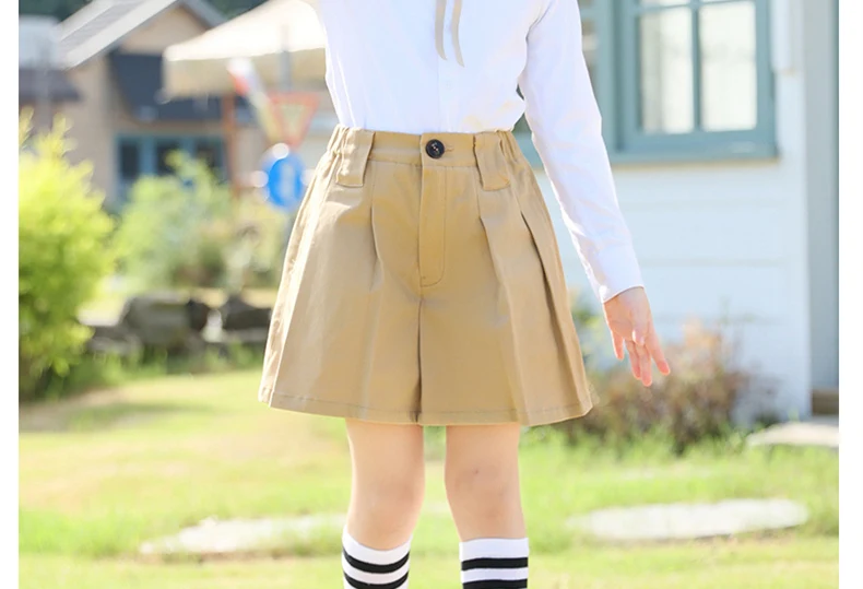 College-Preppy-Stil Schuluniformrock für Mädchen, Khaki-Faltenrock, Elegante Kinderkleidung für Teenager – Detail 7