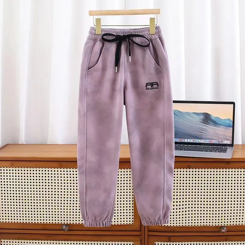 New 2025 Tweens Girls Loose Fit Sweatpants with Cuffed Hem Multi-Season Casual Pants Stain-Resistant Outerwear