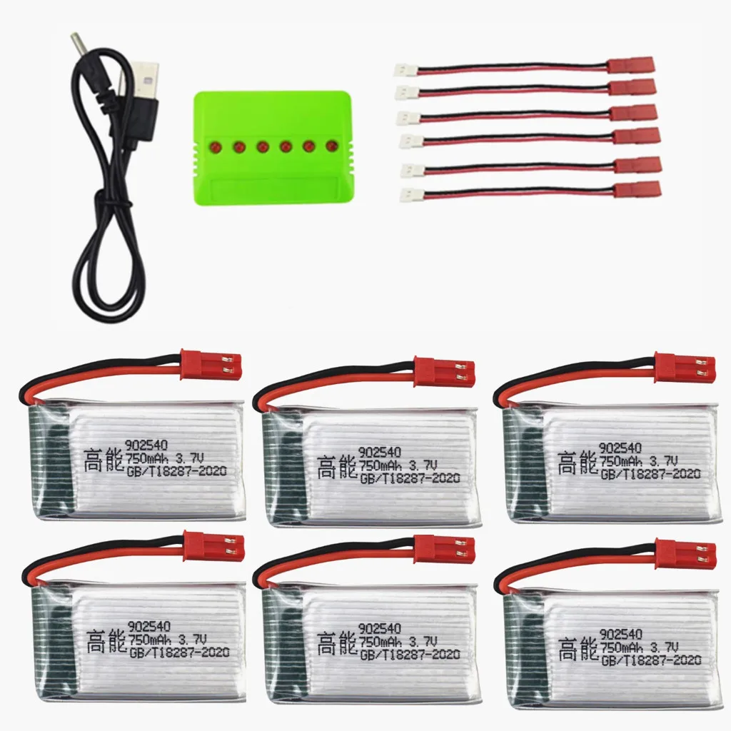 3.7V 750mAh Li-Po Battery+Charger For MJX X400 X800 X300C Sky Viper S670 V950HD V950str S1750 V2450 HS110 HS200 HS200W RC Drone