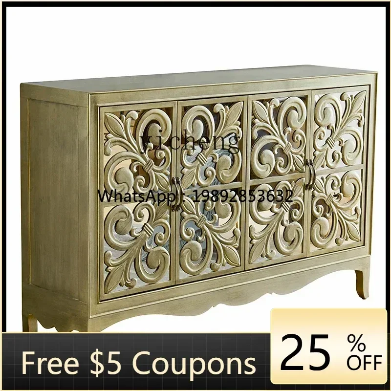 

WW storage decorative cabinet neoclassical wall light luxury Hong Kong-style side cabinet multi-function