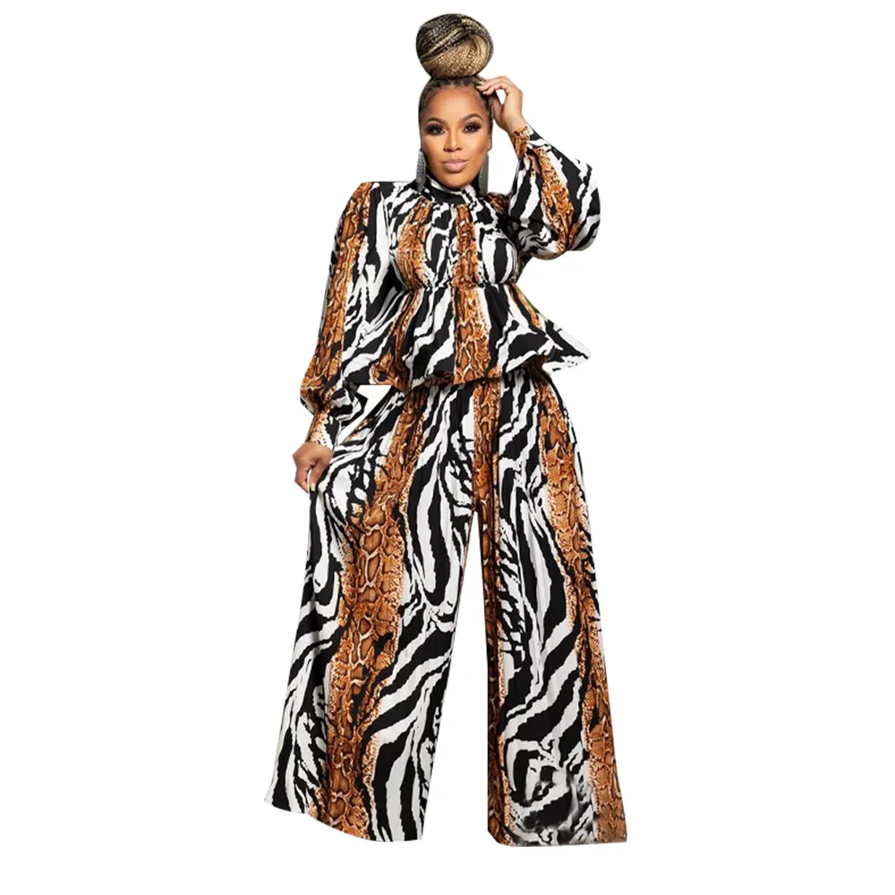 African Clothes for Women 2 Piece Sets Dashiki Autumn African Long Sleeve Print Top Pants Matching Sets Outfits African Clothing