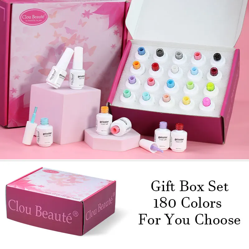 

Clou Beaute Gift Box Nail Gel 20pcs Gel Nail Polish Set Macaron Summer Neon Colors Semi Permanent Gel Hybrid Varnish