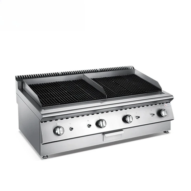 

Barbecue Grill Commercial Kitchen Restaurant Gas Lava Rock Barbecue Grill with Stand Set
