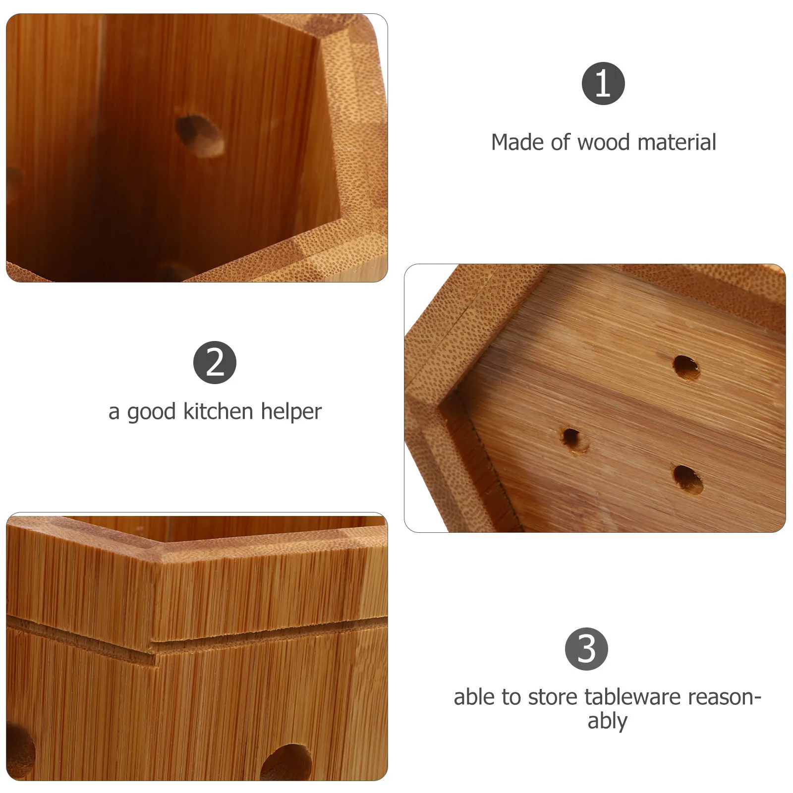 

Large Wooden Kitchen Utensil Holder Cutlery Organizer for Chopsticks Spoon Tableware Container Desktop Kitchen Storage