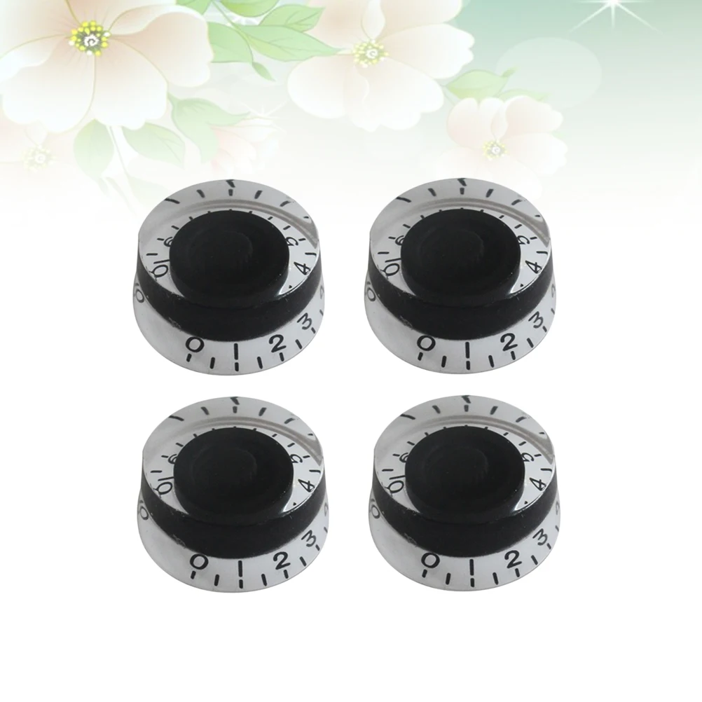 

4 Pcs Large Round Knob Set Control Amplifier Knobs Effect Pedal Black Letter for Guitar
