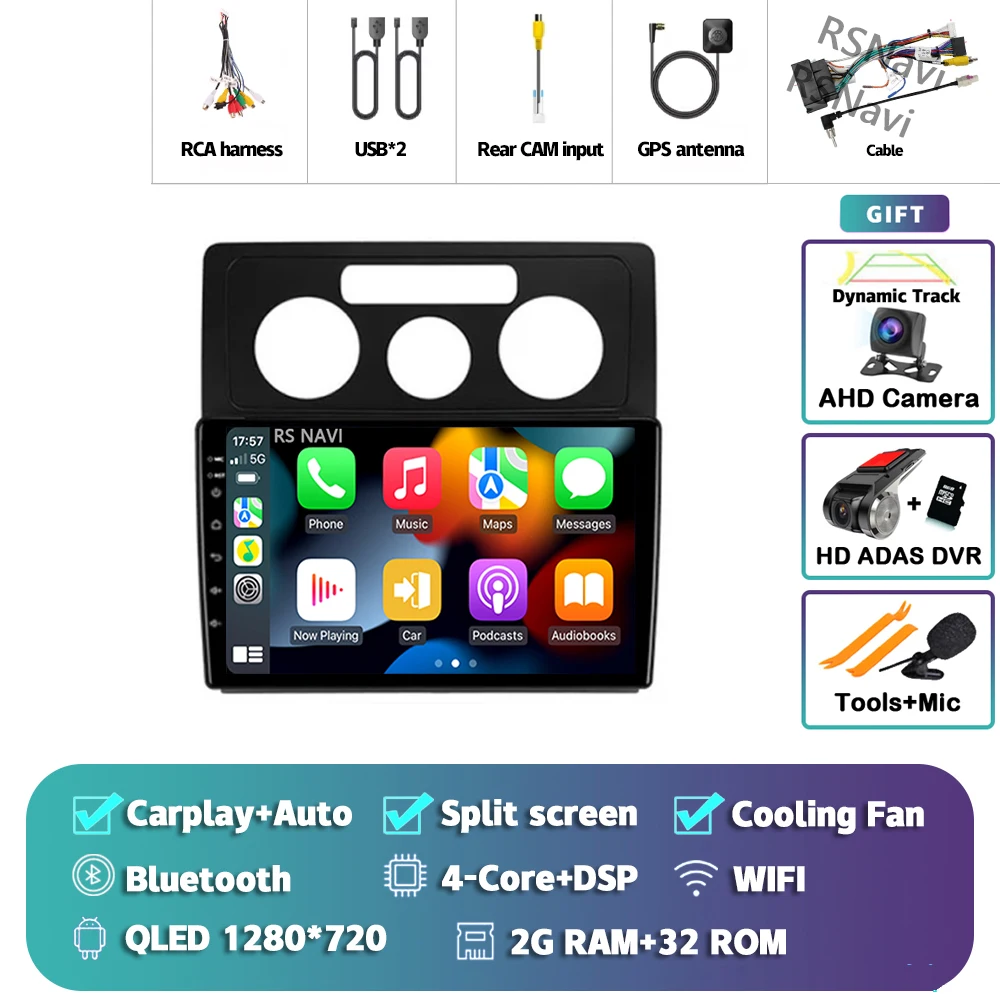 Android 15 Carplay Auto Voor Volkswagen Caddy 2K 3 III 2004-2010 Autoradio Navigatie 2Din DSP Video speler Head Unit BT Stereo