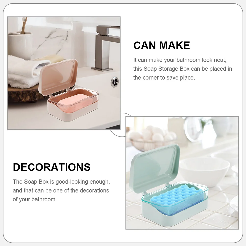

3pcs Storage Box Abs Lightweight Portable Holder For Home Travel Space-Saving Corner Case Bathroom Soap Dish Container For Bar