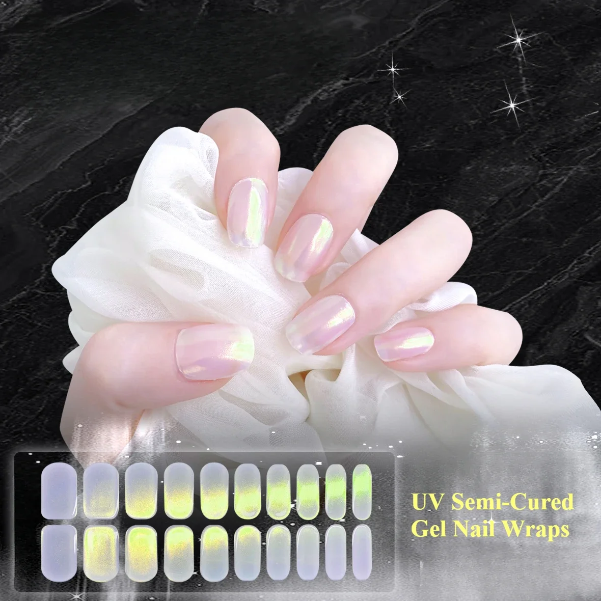 

Minimalist Cat's Eye Temperament Whitening Nail Sticker Semi-curing Gel Nail Sticker Baking Lamp Hardening Nail Wrap