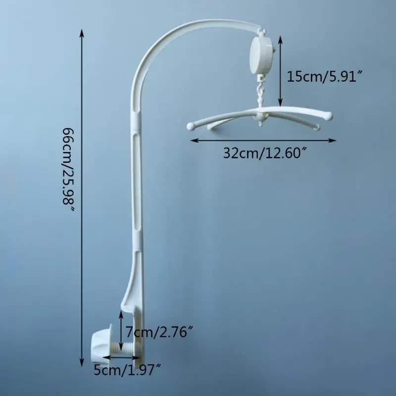 ホワイトベビーベッドモバイルベッドベルおもちゃホルダーアームブラケットオルゴール赤ちゃんのおもちゃカルーセルガラガラブラケット交換