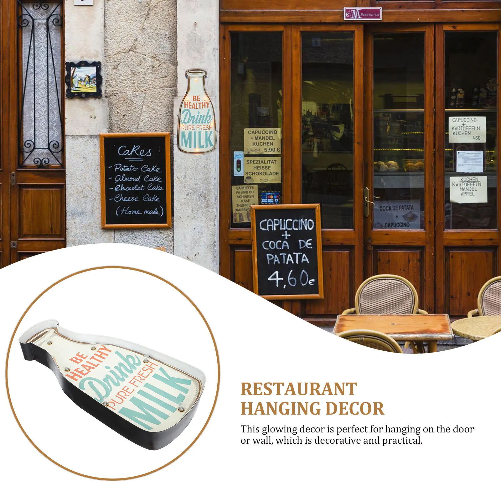 

1Pcs Milk Bottle Shaped LED Wall Light Decor Ice Cream Style Glowing Pendant Creative Exquisite Indoor Hanging Fixture for Room