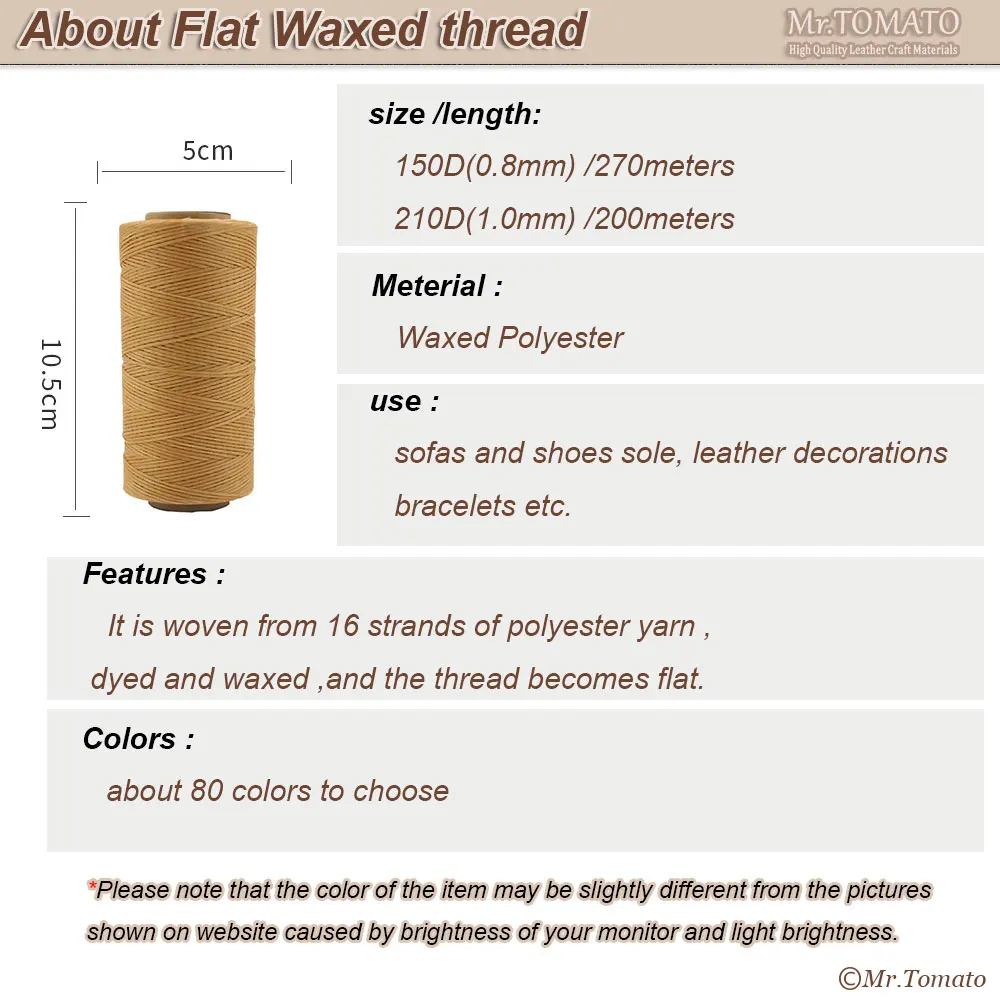 1 roll 210D or 150D 270 Meter Durable Leather flat Waxed Thread Cord DIY Handicraft Tool Stitching Thread needle work