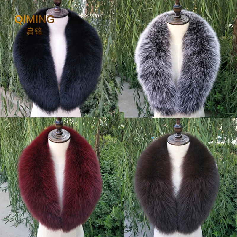 

Real Fox Fur Collar Neck Warmer Women Fur Scarf Men Coat Jacket Furry Shawl Wraps Winter Warm Fur Collar Fluffy Fur Scarf Shawls