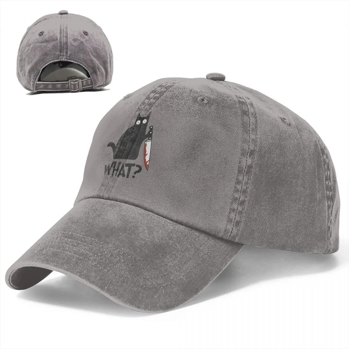 Cat What Murderous Black Cat With Knife Baseball Cap Men Hats Women Visor Protection Snapback Art Caps