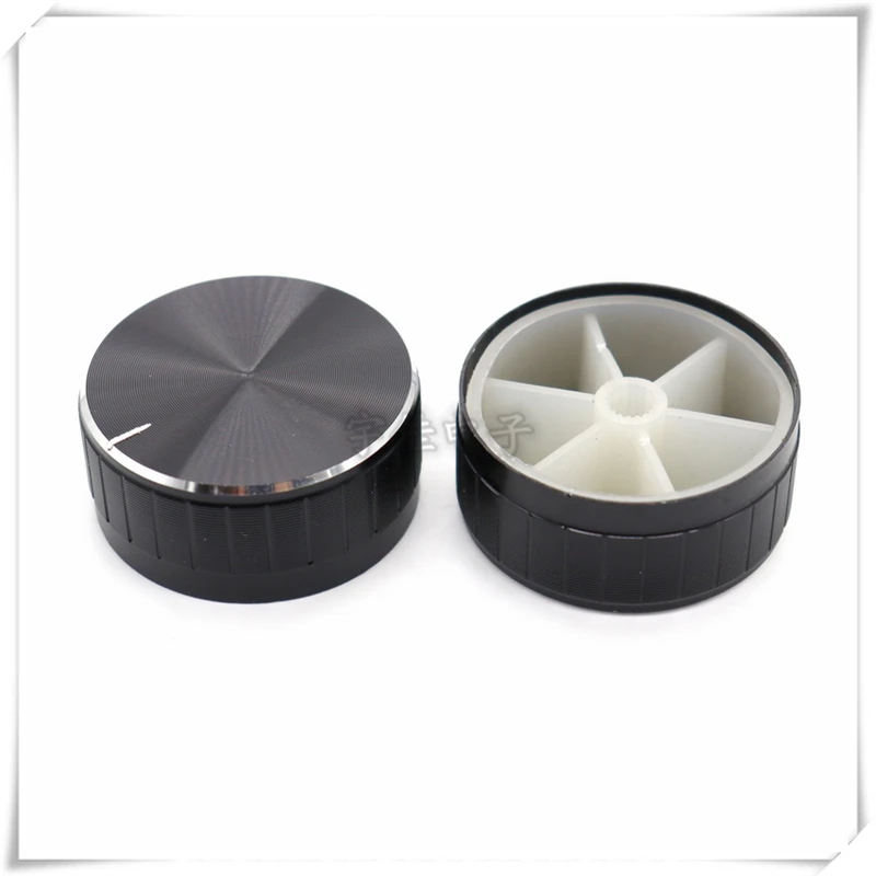 2PCS High Quality Black Aluminum Alloy Knob Cap 40*17MM Potentiometer Knob Cap Speed Control Switch Cap Flower Shaft