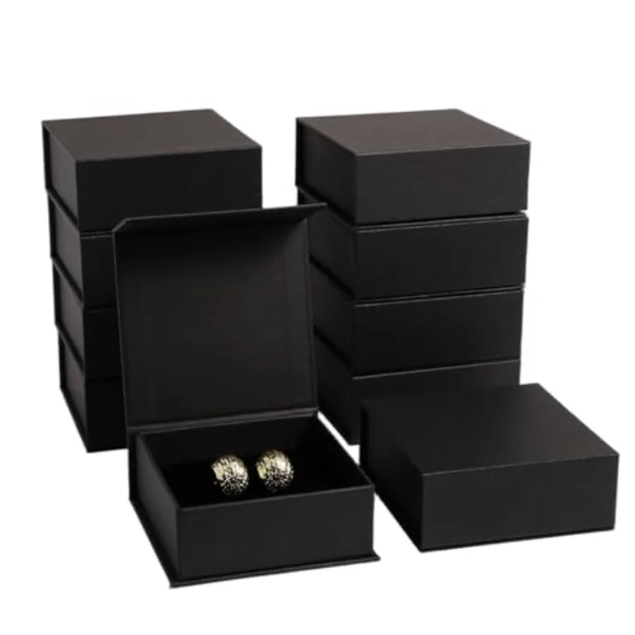 

40pcs black magnetic boxes 9×9×3.5cm cardboard jewelry gift box jewelry packaging suitable for small business necklace ring bra