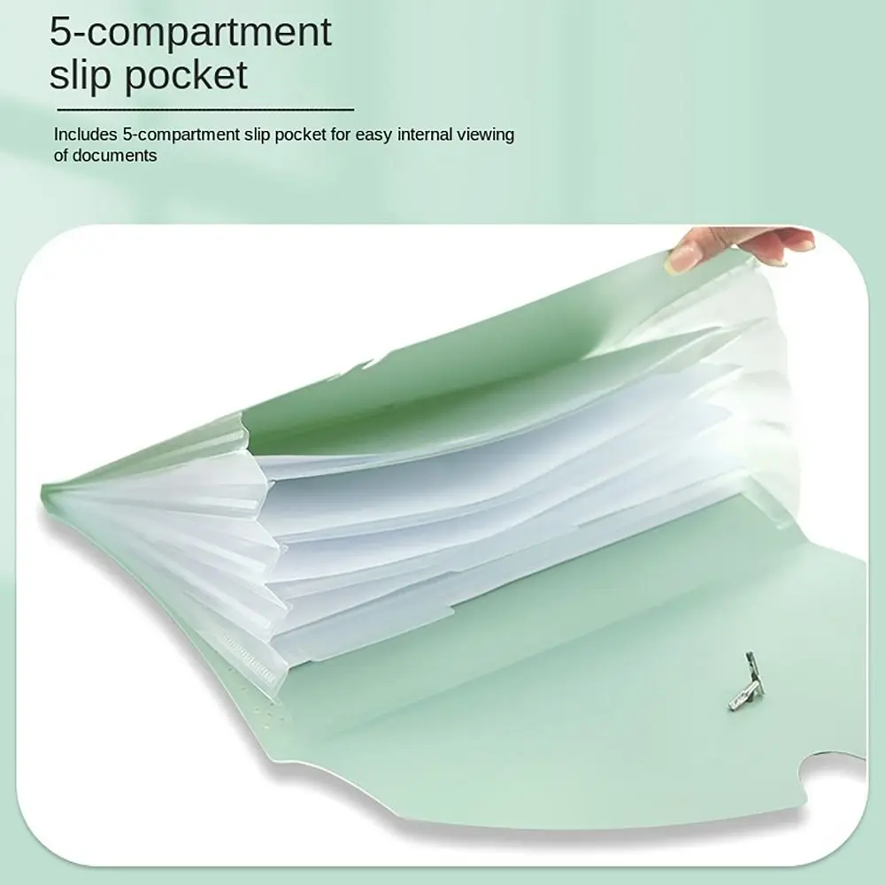 Fashion Waterproof A4 File Folder 5 Pockets Buckle Design Test Paper Storage Folder Large Capacity PP Document Bag School Office