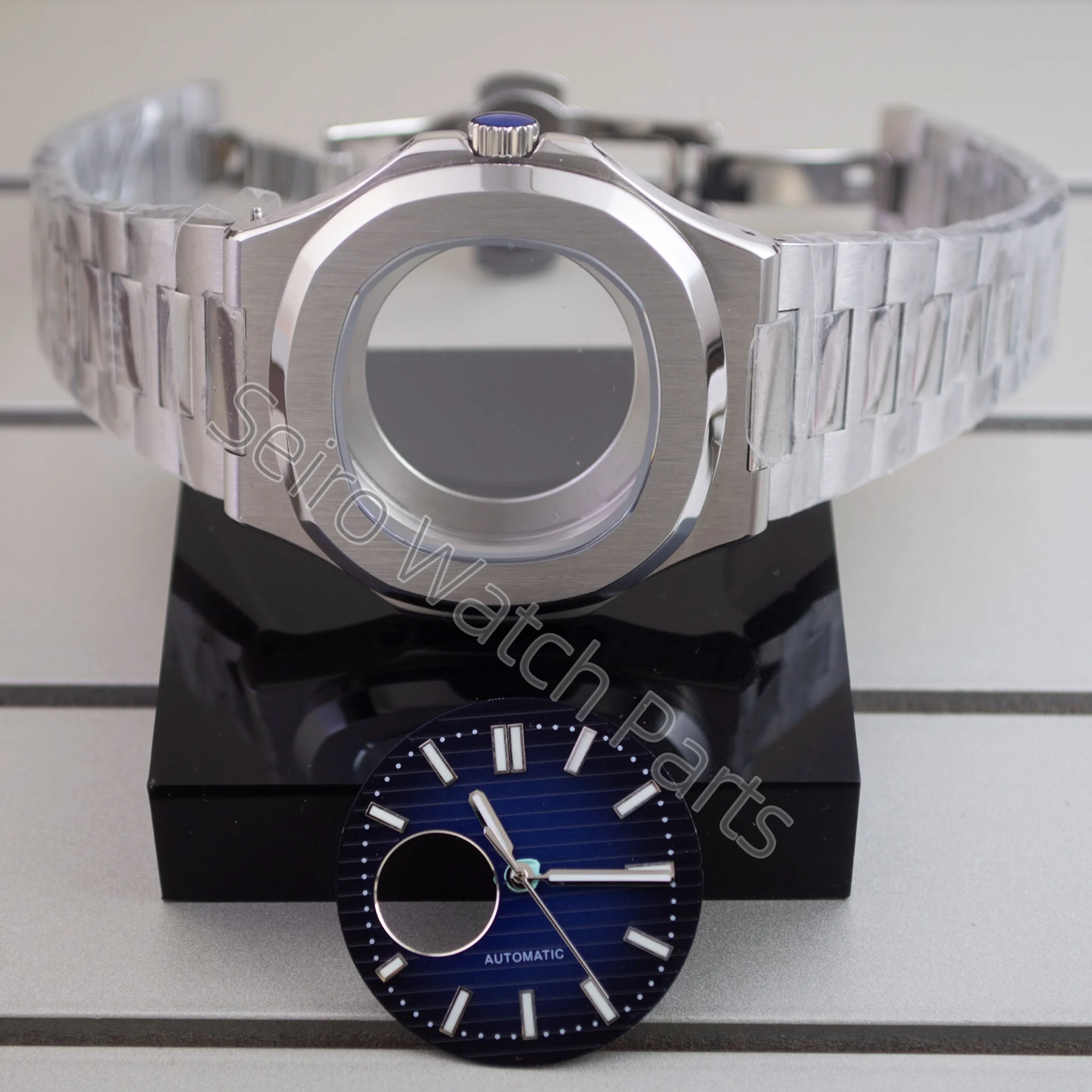 41mm PVD black/rose gold/silver watch case square strap 316L steel sapphire for nautilus nh35 nh36 nh38 movement 30.5mm dial