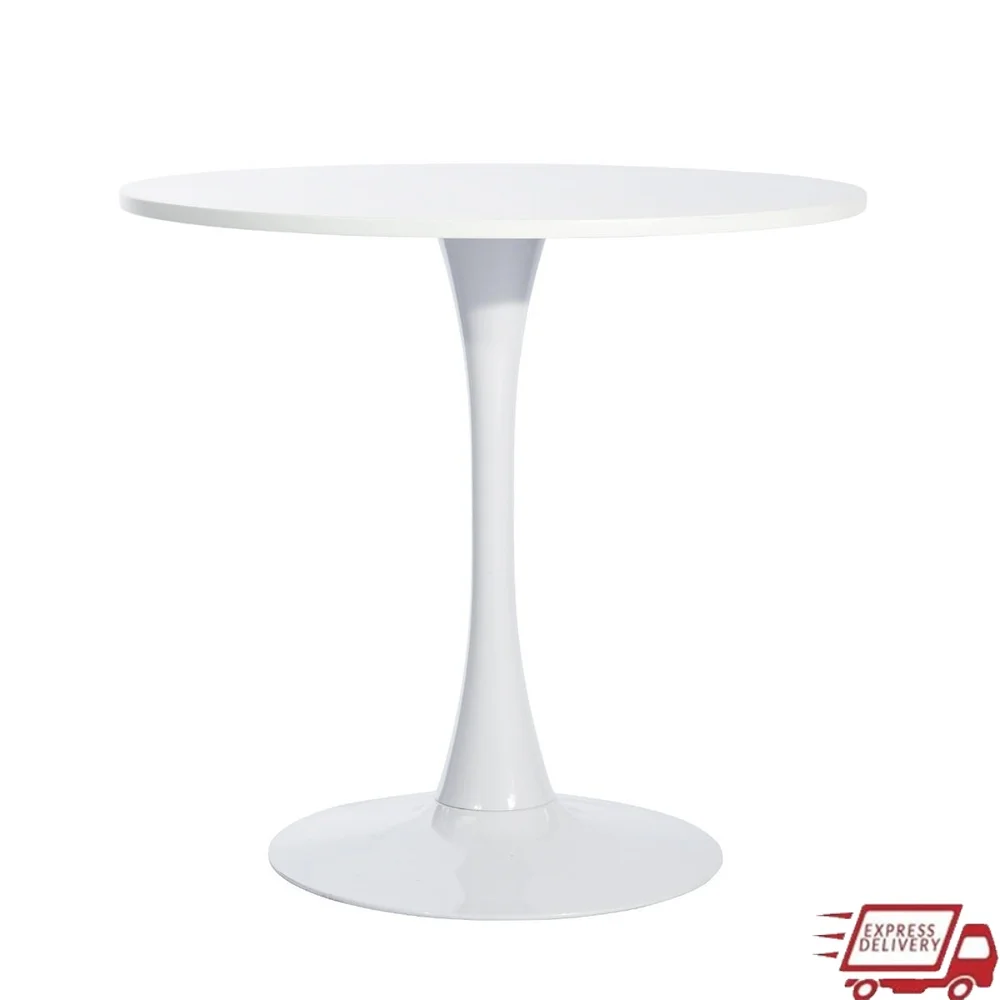 

Modern Round Dining Table Tulip Base Bistro Table Indoor Café Kitchen Furniture Sturdy Construction Easy Assembly Compact Design