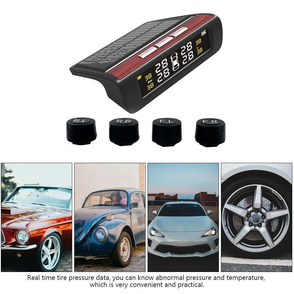 

External Universal Car Tire Detection Monitor Solar Powered Smart Real-Time Pressure Temperature Data Tire Pressure Monitor