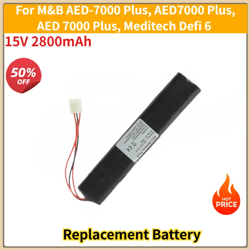 For M&B AED-7000 Plus, AED7000 Plus, AED 7000 Plus, Meditech Defi 6 Brand New CR123A-5X2 15V 2800mAh Replacement Battery