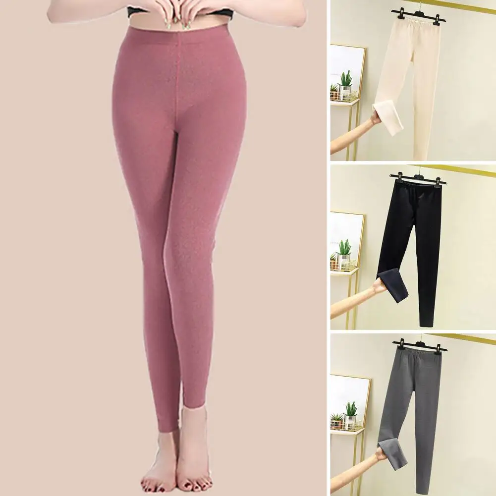 Women Bottoming Pants High Waist DE Velvet Skinny Fit Long Yoga Pants Solid Color Winter Yoga Thermal Leggings