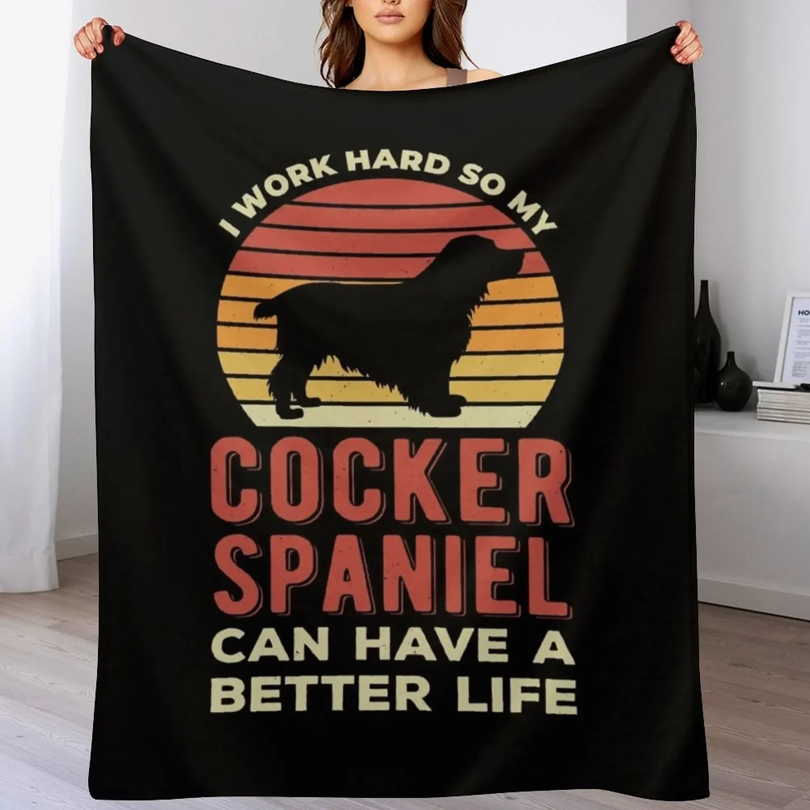 Cocker Spaniel Funny Throw Blanket Fade Resistant Durable Throw Blanket