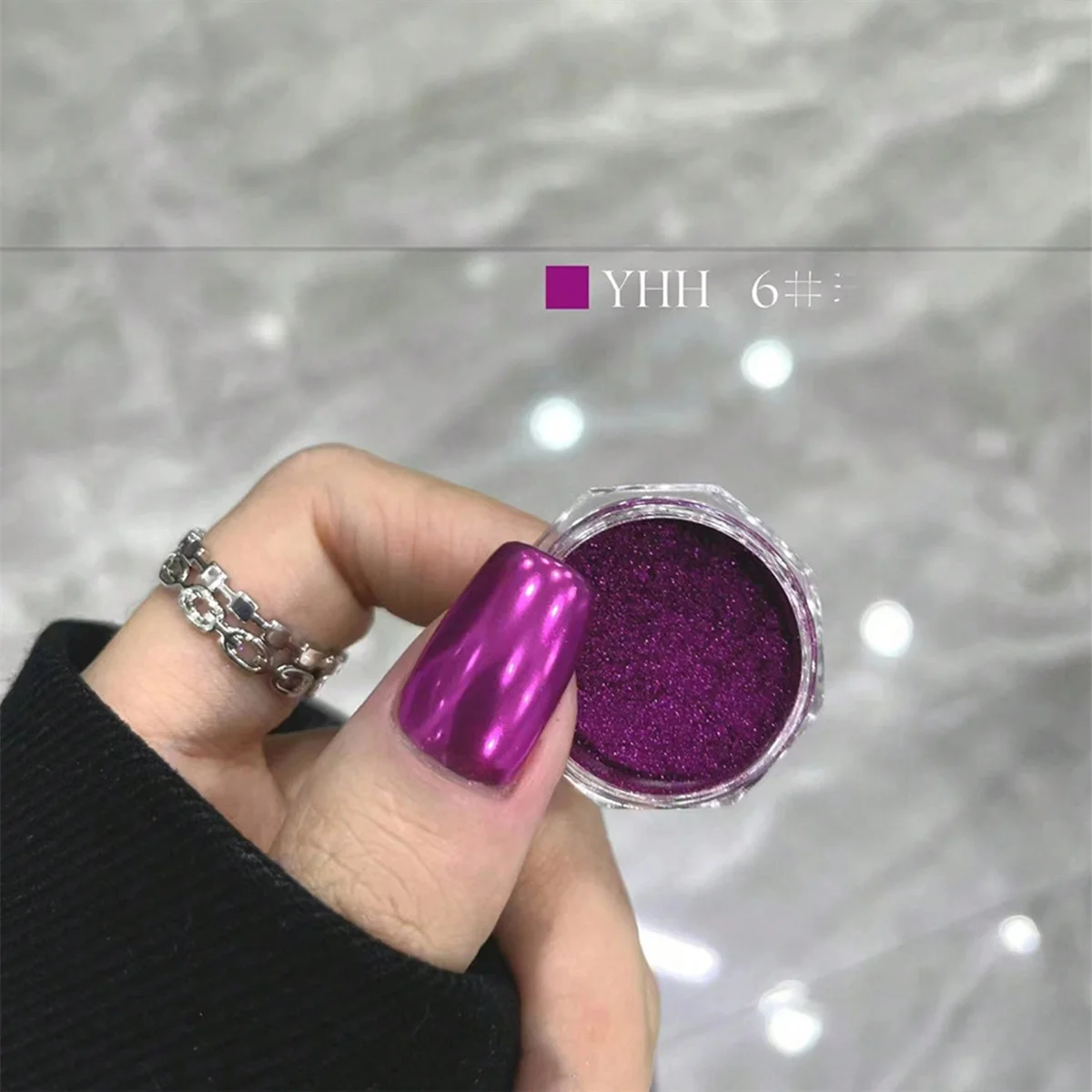 1 قطعة مسمار مرآة سحرية مسحوق متعدد الألوان معدن الكروم مرآة مسمار بريق الطلاء مسمار الفن خلق أدوات الديكور #6