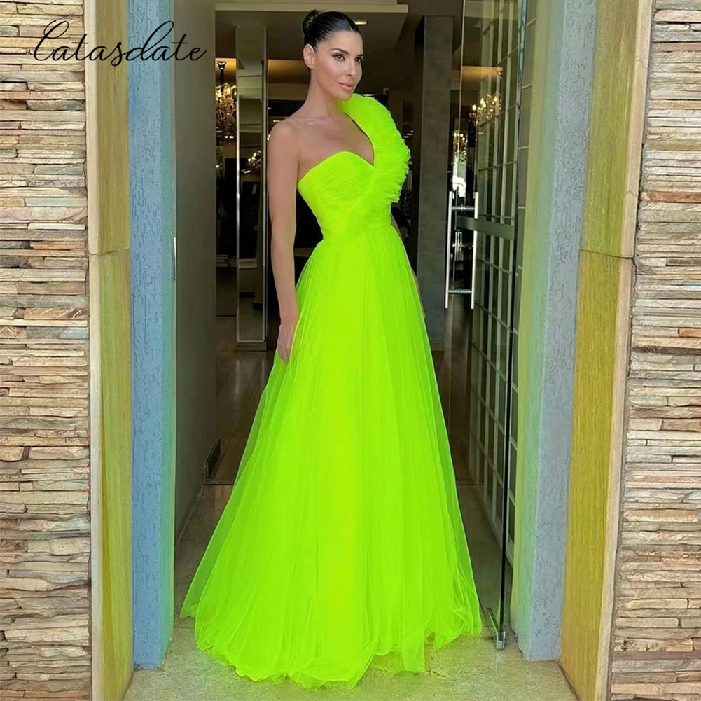 Catasdate Mint One Shoulder Evening Party Dress A Line Wedding Enagament Dress for Women Formal Occasion Dresses فساتين مناسبة