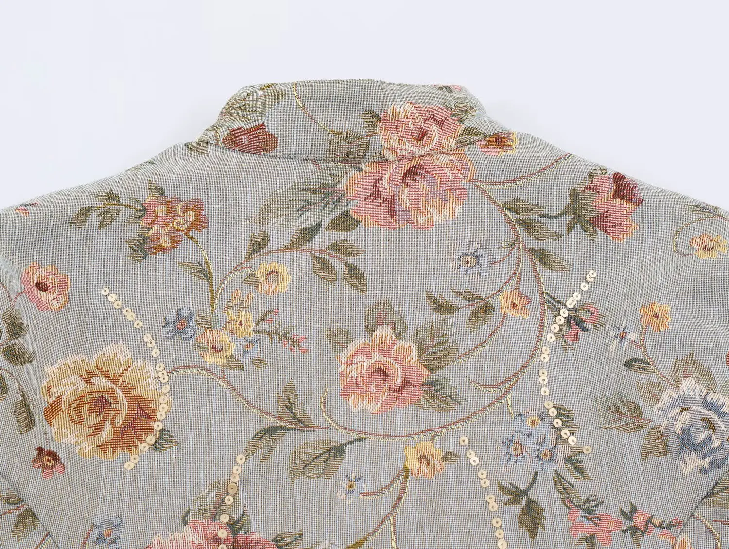 TFMLN Neuer Damen-Glitzer-Pailletten-Blazer, Modischer Langarm-Blazer mit Vintage-Print, Stehkragen, Street-Blazer, Lässiger Slim-Fit für den Herbst – Detail 10