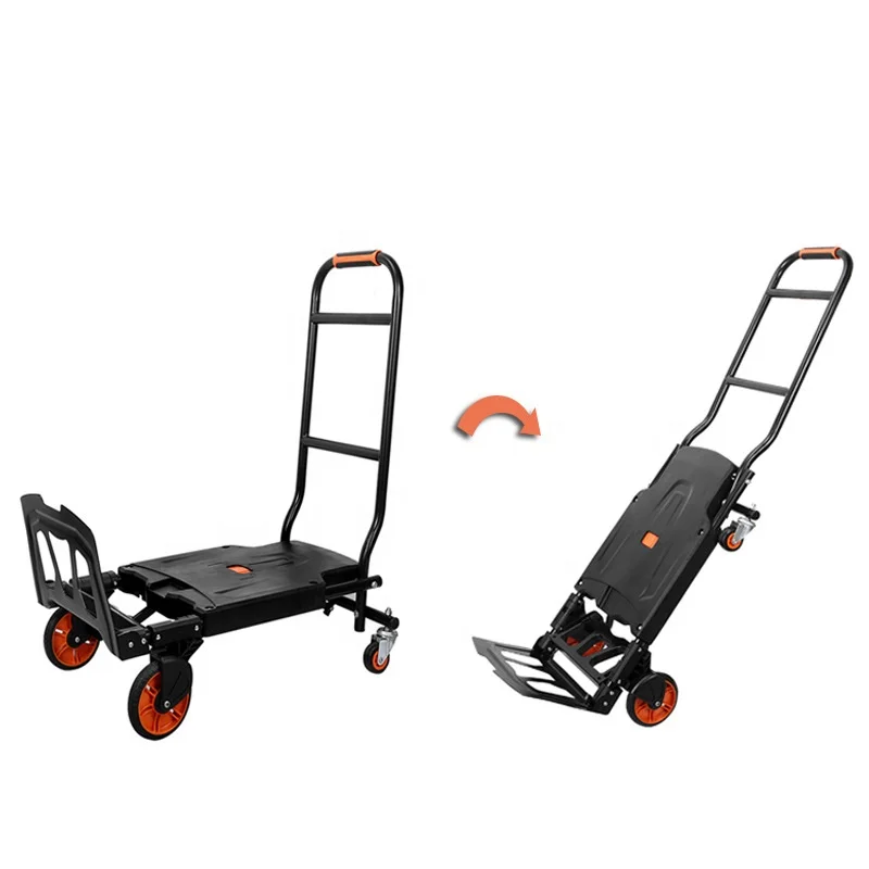 

Folding Hand Truck Portable Dolly Cart Portable One-Button Convertible Flatbed Handcart Dual-Purpose Design for Transportation