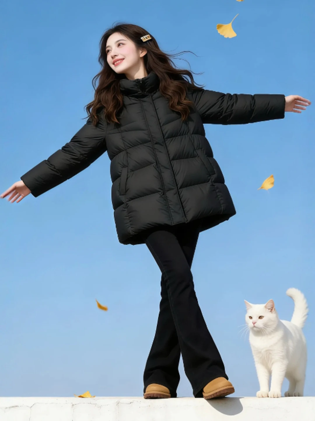 

Уютное хлопковое пальто Hebe Sle: модная зимняя верхняя одежда средней длины, мягкая и комфортная