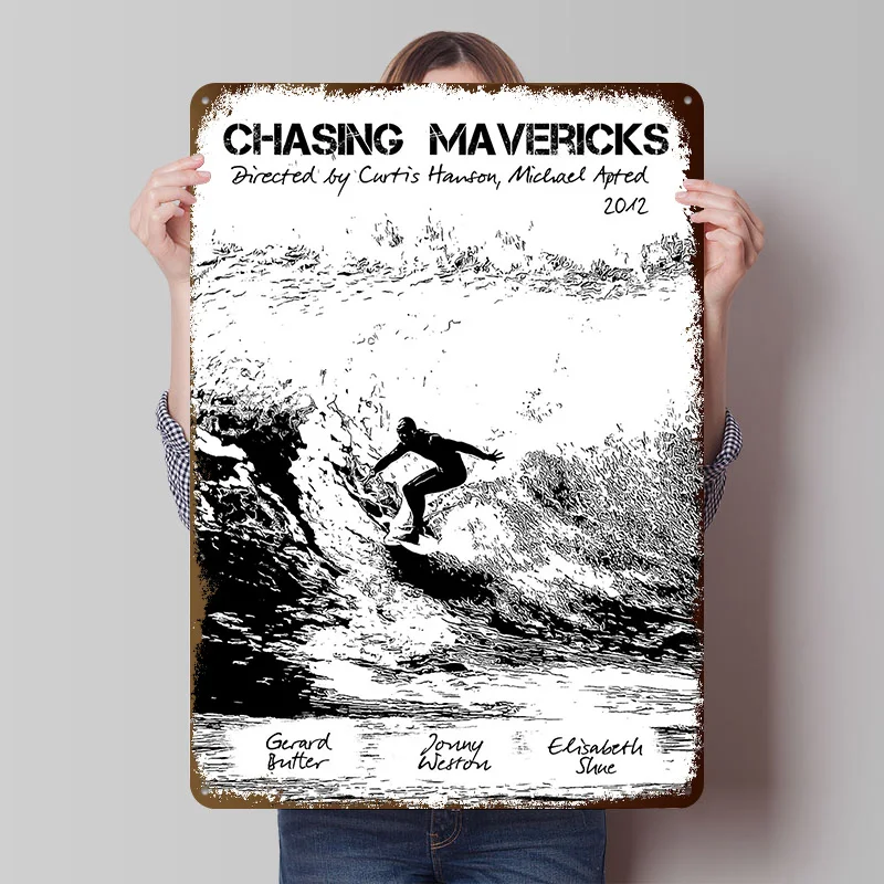 Chasing Mavericks By Curti Metal Poster Customized Wall Art Retro Vintage Metal Tin Signs for Gaming Room Decoration Cozy House