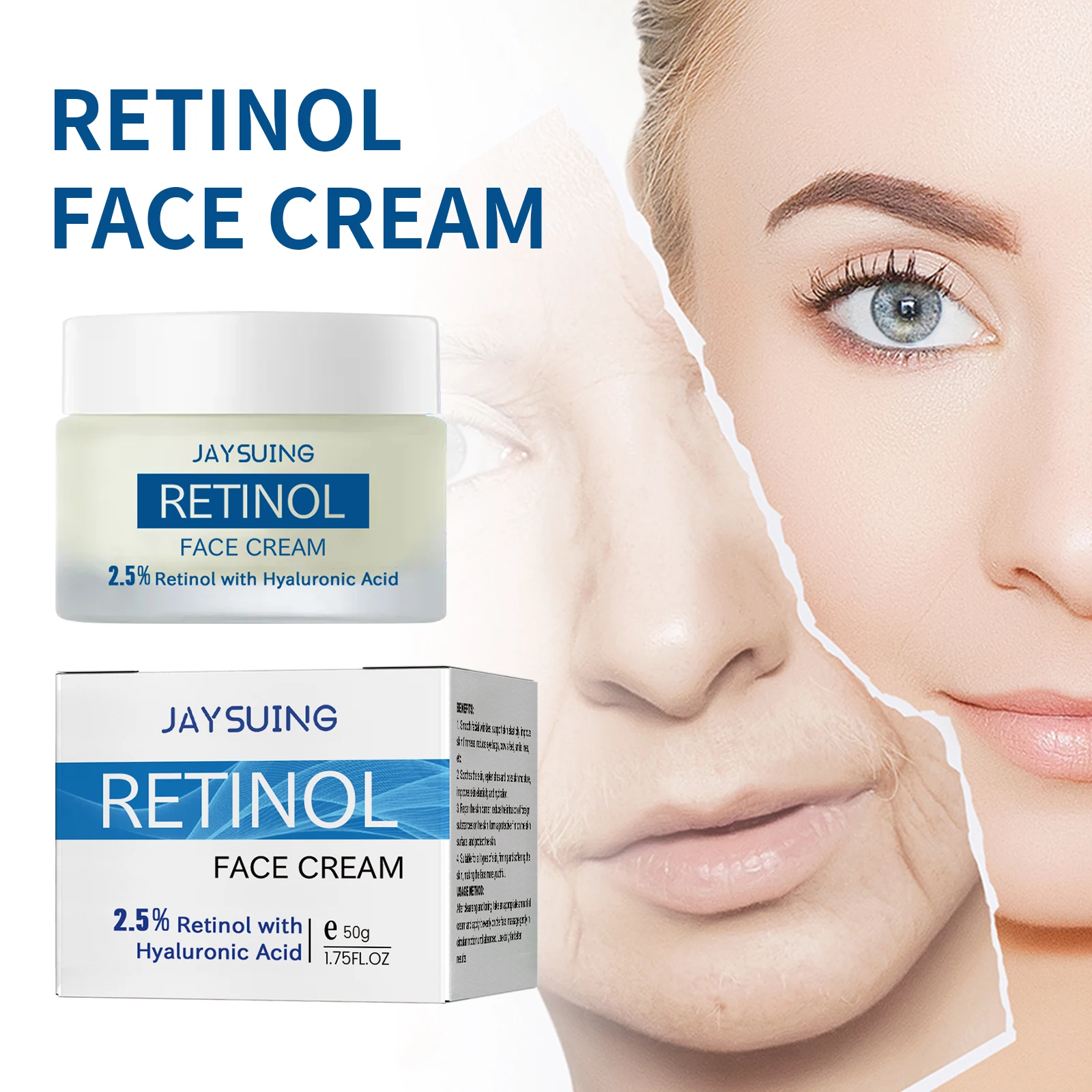 

Retinol Anti Aging Face Cream Lifting Firming Fade Dark Spot Line Tightening Smoothing Facial Skin Care Wrinkles Removal Cream