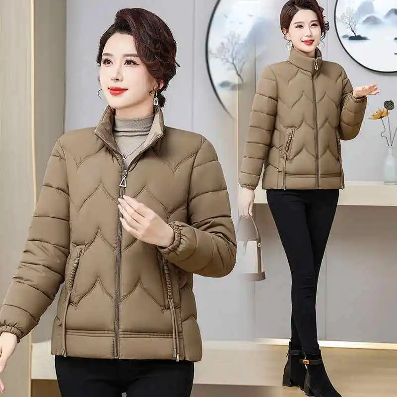 

Winter Jacket 2025 New Middle Aged and Elderly Women's Cotton Coat Parker Short Stand Collar Keep Warm Fashion Outerwear Top
