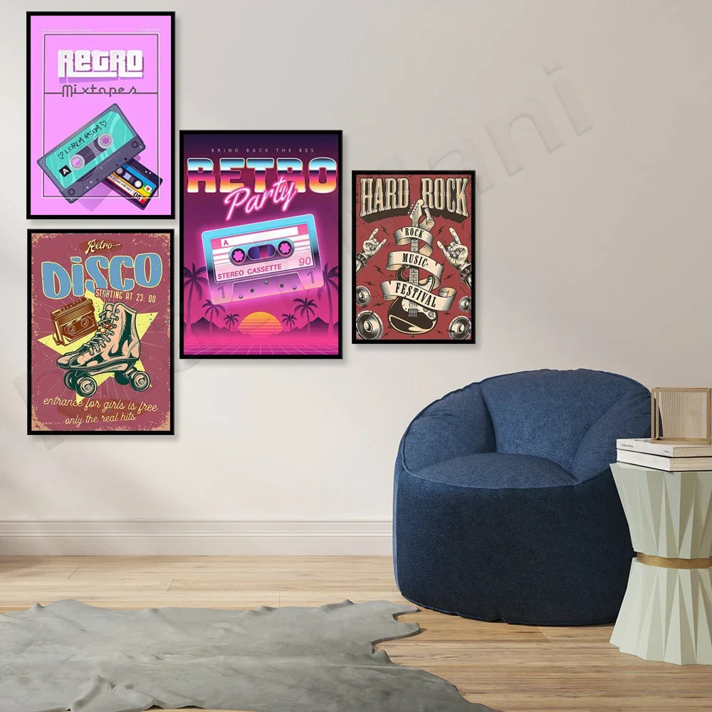 Cartaz de discoteca vintage, festa de karaokê, pôster de mixtape, impressão de festa, decoração de arte de parede de estúdio de música, festa, presente para amantes de discoteca