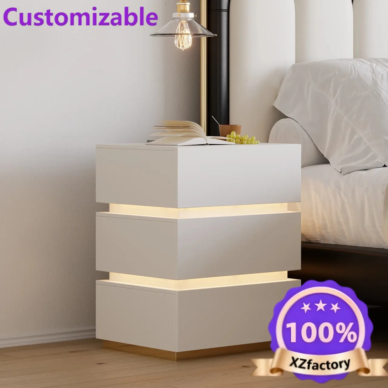 Factory Direct 2026 Top Serratura elettronica per camera da letto Luci LED wireless Porta USB Armadietto portaoggetti a 3 casset