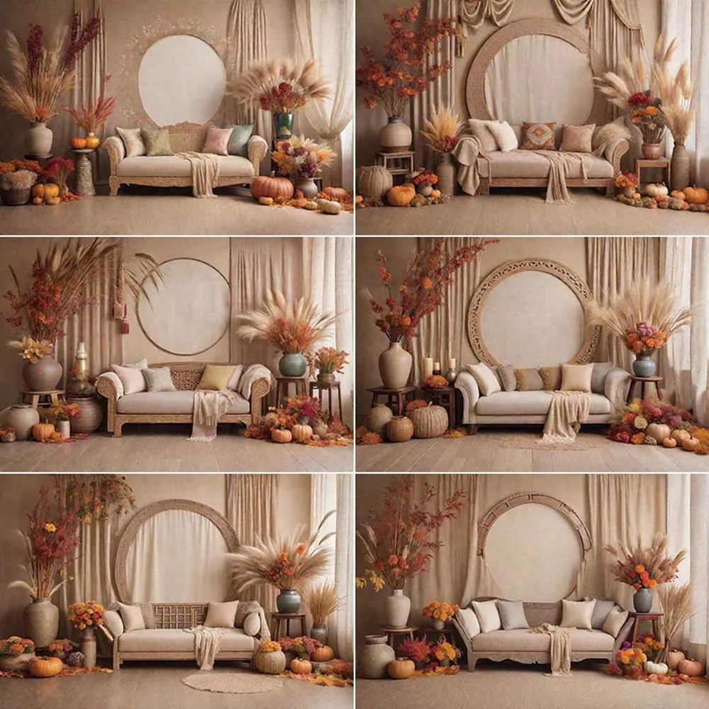 

MOON.QG Thatch Party Background Photography Bohemia Autumn Curtain Photozone Backdrop Child Photo Studio Photocall Accessories