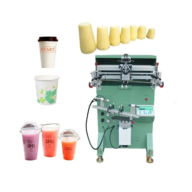 Pneumatic Curved Screen Printing Machine Semi-automatic Tea Cup Wine Bottle Roller Printing Machine Round Tube Printing Machine