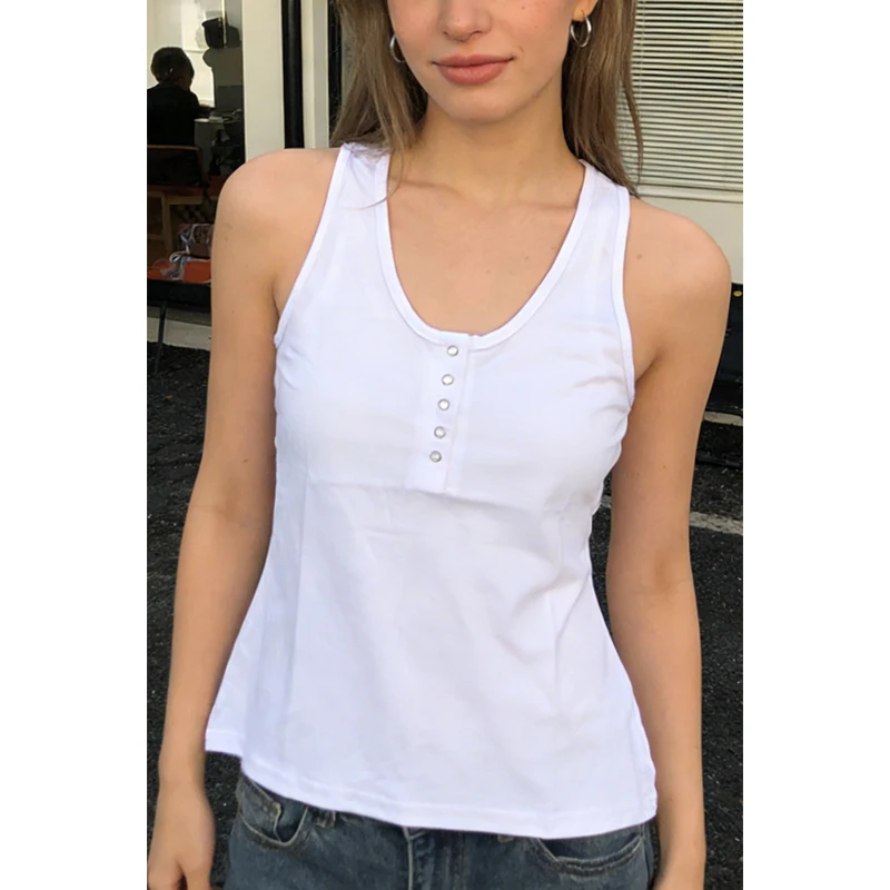 Frühlingsweste ohne Ärmel mit U-Ausschnitt, einfarbig, lässig, vielseitig, leicht, Basic-Top für Damen