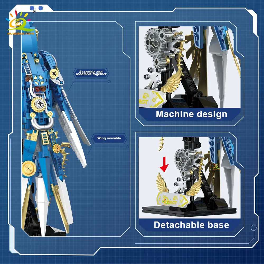 HUIQIBAO 679 個 MOC 機械式オウムモデルミニビルディングブロック動物鳥シリーズテクニカルレンガ子供のおもちゃデスク装飾